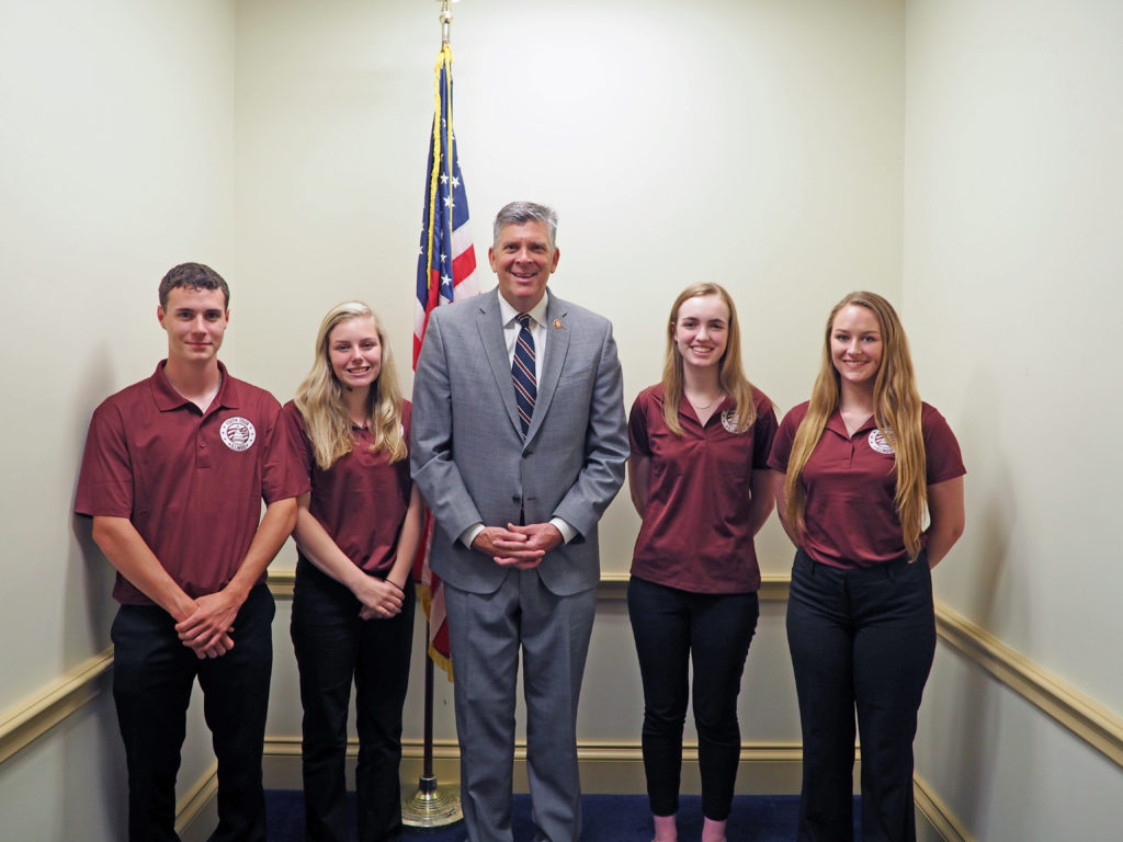 Pictured from left – Paul Cornwell, Rylie Whitehead, Congressman Darin LaHood, Olivia Rodgers and Faith Boylen.